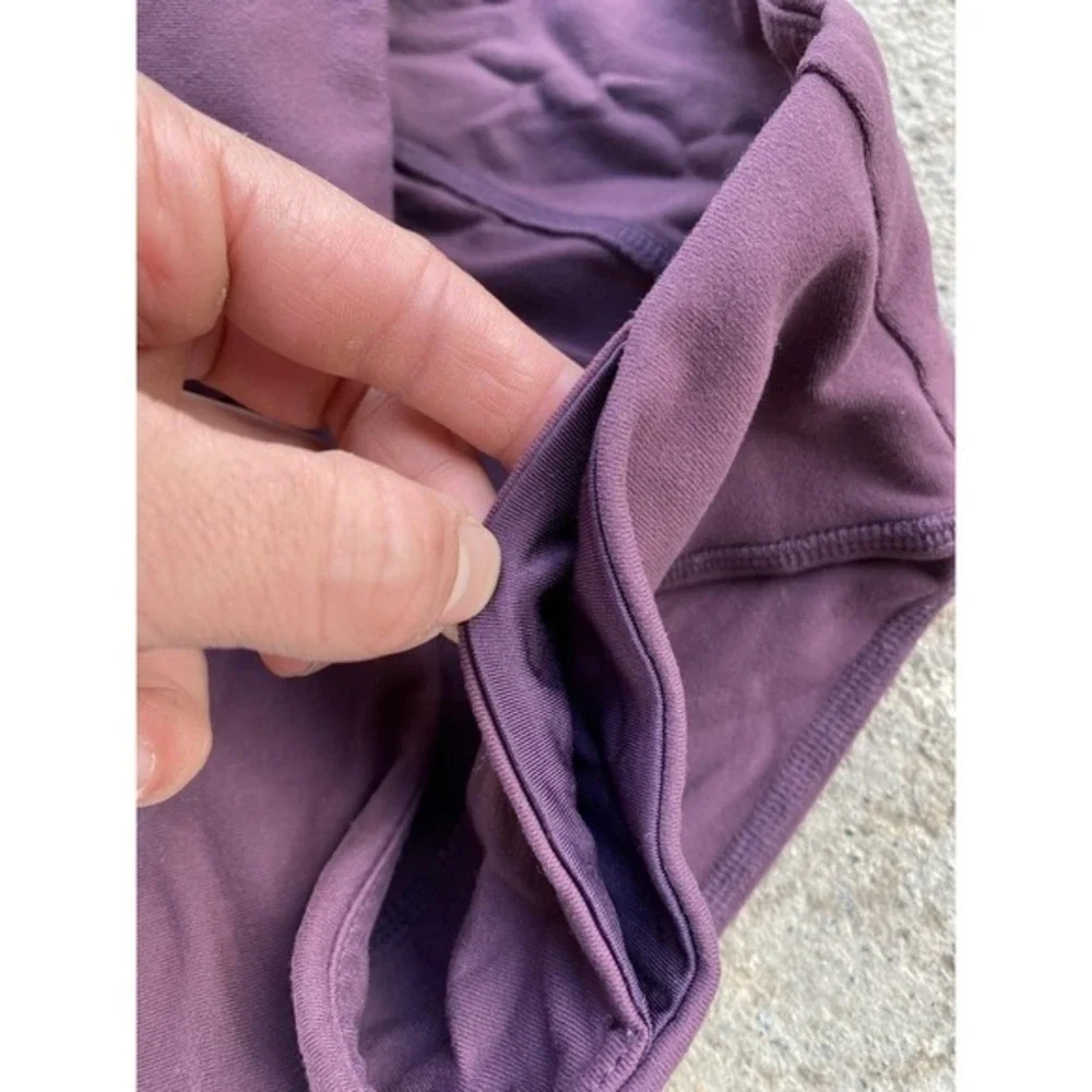 Alo Yoga Pants Womens Small Purple Black Colorblock Ribbed Goddess Leggings Tall